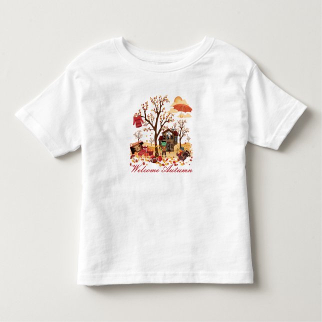 Camiseta Infantil Cenário bem-vindo da queda do outono (Frente)