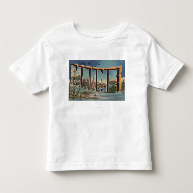 Camiseta Infantil Cenas da letra de Maine (inverno) grandes (Frente)