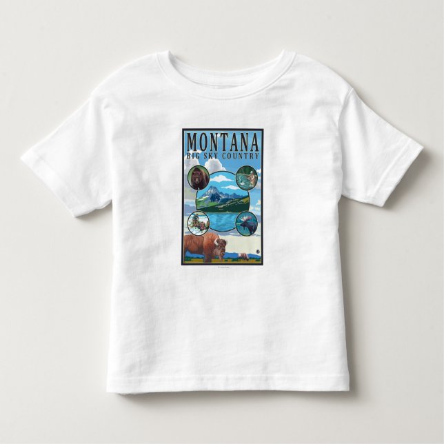 Camiseta Infantil Cenas do estado de Montana (Frente)