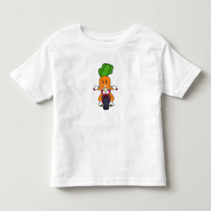 Camiseta Infantil Cenoura como Biker com motocicleta.PNG