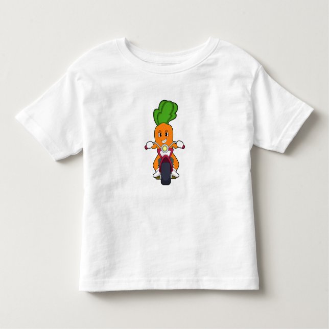 Camiseta Infantil Cenoura como Biker com motocicleta.PNG (Frente)