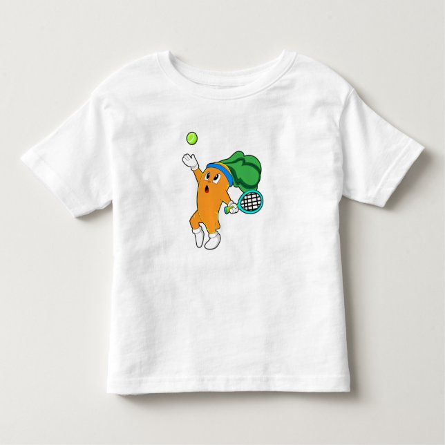 Camiseta Infantil Cenoura em Tênis com raquete Tênis (Frente)