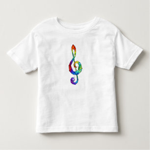 Camiseta Infantil Cérebro de chave musical arco-íris