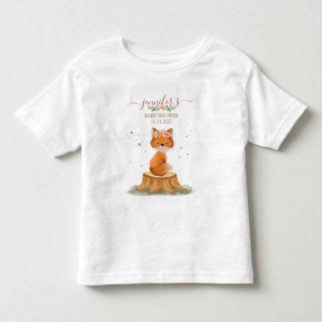 Camiseta Infantil Chá de Bebê da Raposa Rústica (Frente)