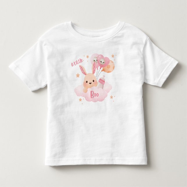 Camiseta Infantil Chá de fraldas de Dia das Bruxas Rosa Pequeno (Frente)