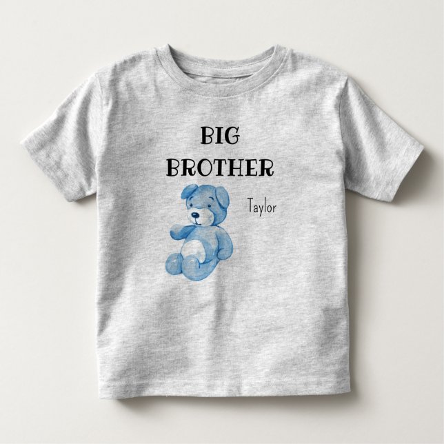 Camiseta Infantil Chá de fraldas de Menino, Cute Big Brother 2T - 5- (Frente)