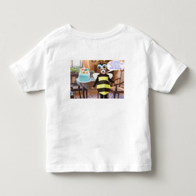 Camiseta Infantil chá infantil. Feliz Aniversário. (Verso)