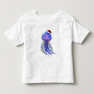 Camiseta Infantil Chapéu de Papai Noel de Água-viva Luzes de Natal A