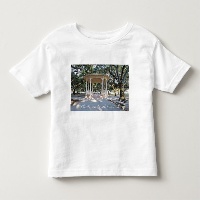 Camiseta Infantil Charleston Carolina do Sul, Gazebo, Bateria (Frente)