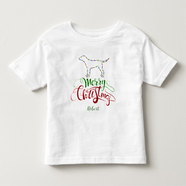 Camiseta Infantil Charm Merry Christmas Light Bulls Dog Monograma (Frente)