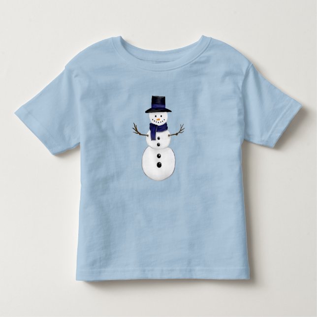Camiseta Infantil Charming Snowman Winter Toddler Shirt Blue (Frente)
