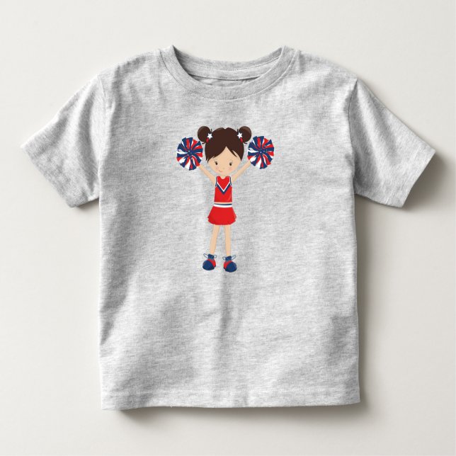 Camiseta Infantil Cheerleaders, Garota Bonita, Cabelo Castanho, Torc (Frente)