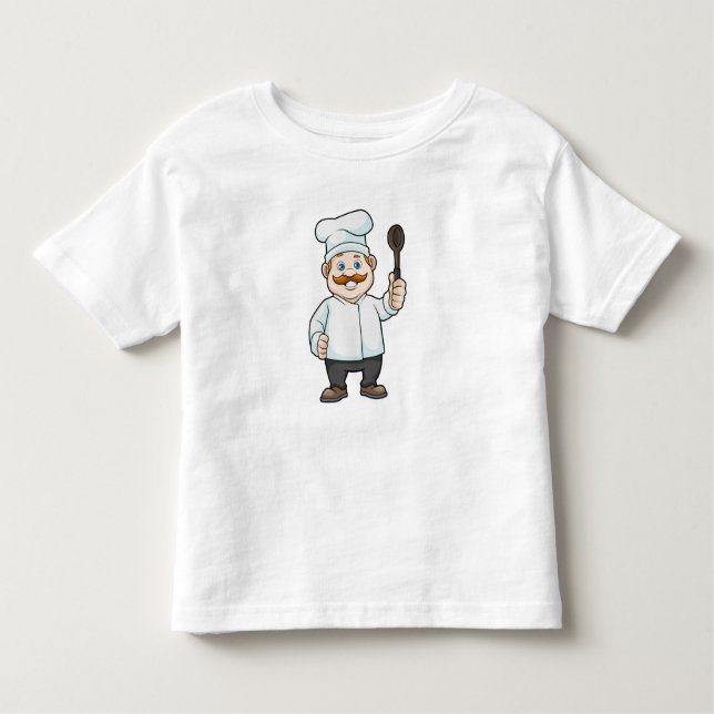 Camiseta Infantil Chef com chapéu e colher de sopa de chef (Frente)
