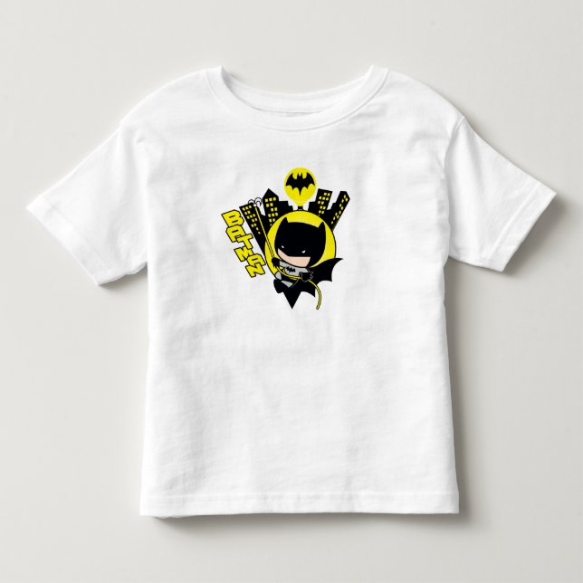 Camiseta Infantil Chibi Batman Escalando A Cidade (Frente)