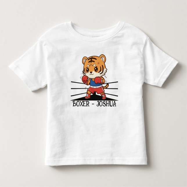 Camiseta Infantil Chibi Boxing Tiger Champion | Cute Sports Mascot (Frente)