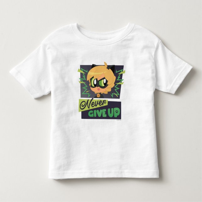 Camiseta Infantil Chibi Cat Noir Nunca Desista (Frente)