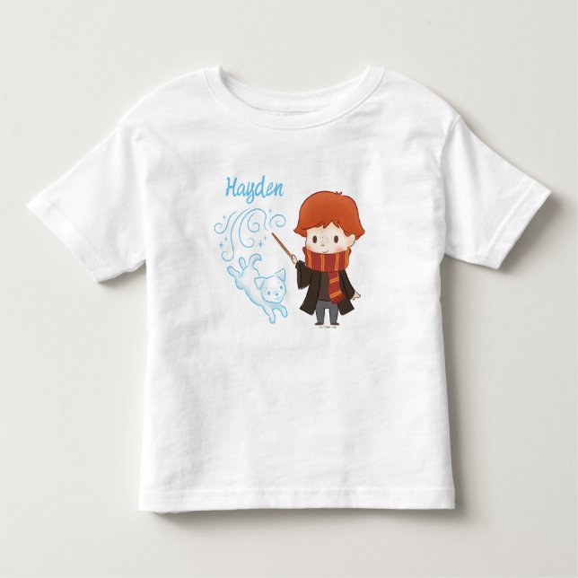 Camiseta Infantil Chibi Ron Weasley Patronus (Frente)
