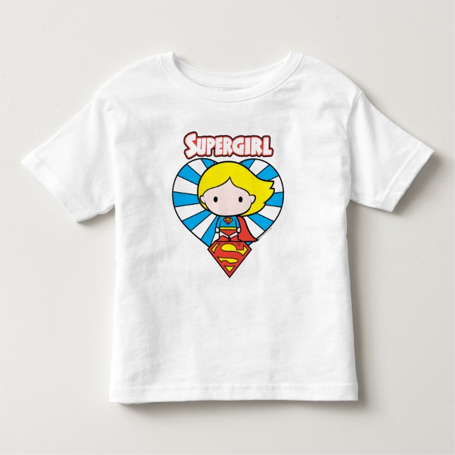Camiseta Infantil Chibi Supergirl Starburst Heart and Logo (Frente)