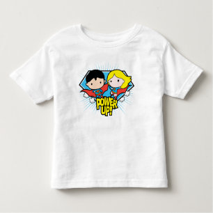 Camiseta Infantil Chibi Superman e Chibi Supergirl Ligam!