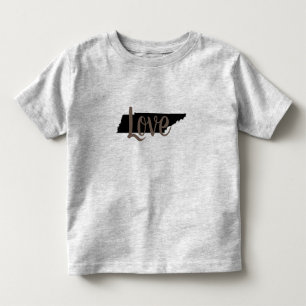 Camiseta Infantil chic AMOR TENNESSEE em letra cursiva sobre cinza