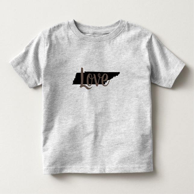 Camiseta Infantil chic AMOR TENNESSEE em script sobre cinza | (Frente)