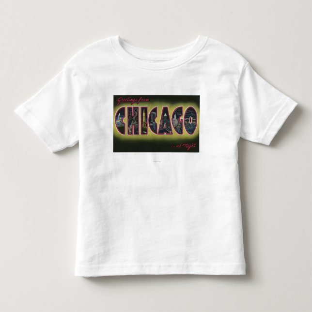 Camiseta Infantil Chicago, Illinois (Nighttime) (Frente)