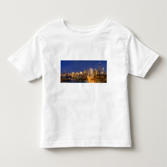 Camiseta Infantil Chicago, Illinois, tiro no horizonte de West Loop (Frente)