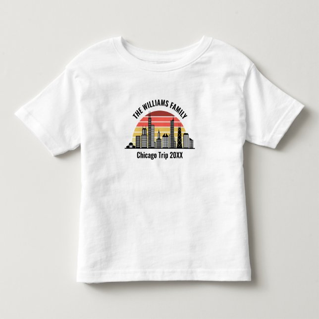 Camiseta Infantil Chicago Sunset Customized Family Trip (Frente)