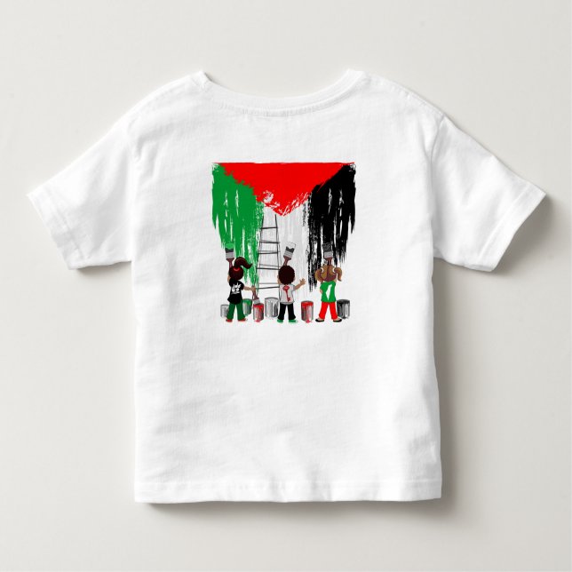 Camiseta Infantil Children of Gaza Painting Palestine Flag  (Verso)