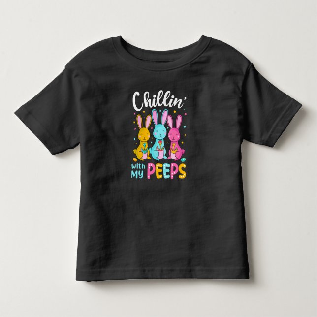 Camiseta Infantil Chillin Com Meus Peeps, Engraçado Coelhinho De Pás (Frente)