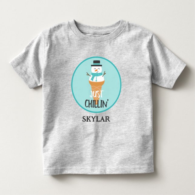 Camiseta Infantil Chillin Engraçado Snowman Cone Winter (Frente)