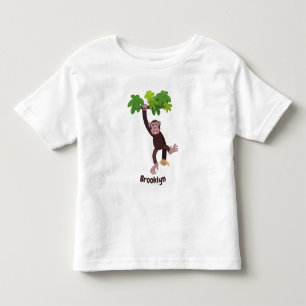 Camiseta Infantil Chimpanzé bonito na selva pendurada em desenho an