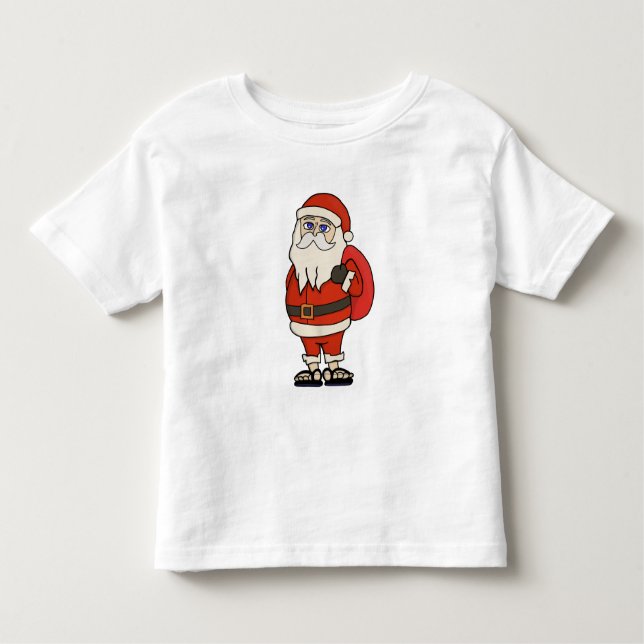Camiseta Infantil Chinelos de Natal do Papai Noel (Frente)