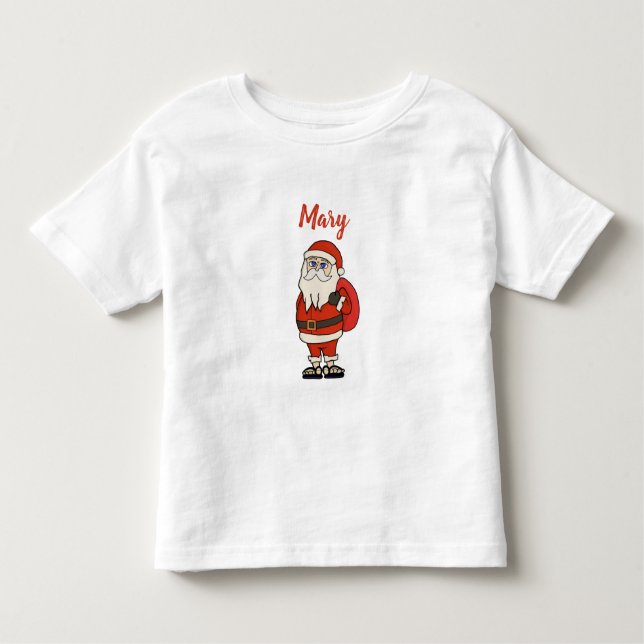 Camiseta Infantil Chinelos de Natal do Papai Noel Personalizado (Frente)
