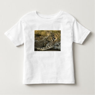 Camiseta Infantil Chita, Acinonyx jubatus, com filhote no Masai 2