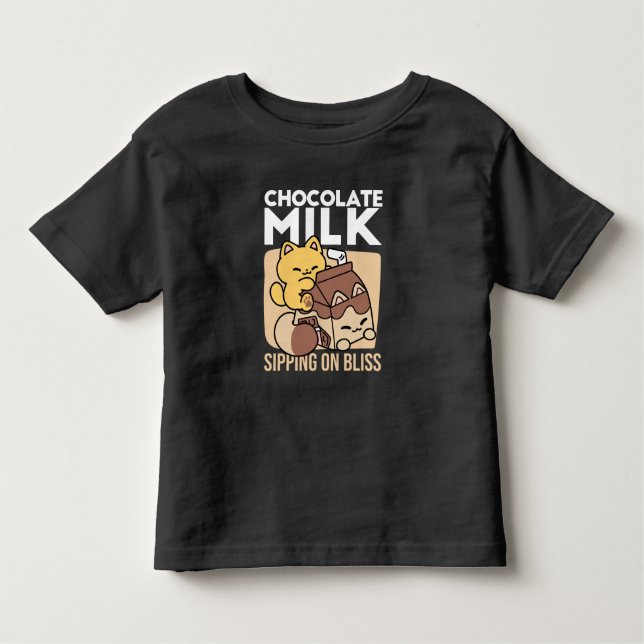 Camiseta Infantil Chocolate Milk Sipping on Bliss – Kawaii Cat Food  (Frente)