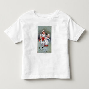 Camiseta Infantil ChristmasLittle alegre caçoa o patinagem no gelo