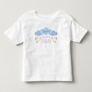 Camiseta Infantil Chuva e Nome Personalizado da Nuvem do Pastel Magn