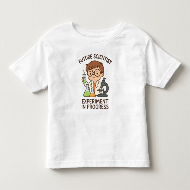 Camiseta Infantil Cientista Futuro - Experiência em Andamento (Frente)