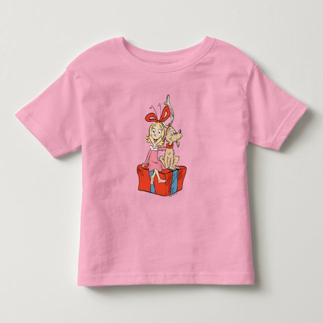 Camiseta Infantil Cindy Lou Quem e Max em um Presente (Frente)