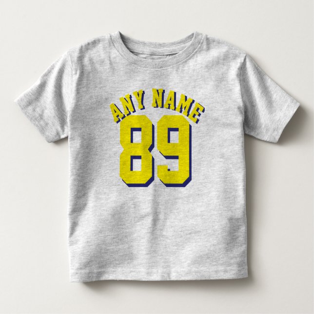 Camiseta Infantil Cinza e Todler Amarelo | Design de Sports Jersey (Frente)