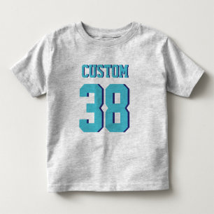 Camiseta Infantil Cinza e Turquoise Toddler   Design de Sports Jerse
