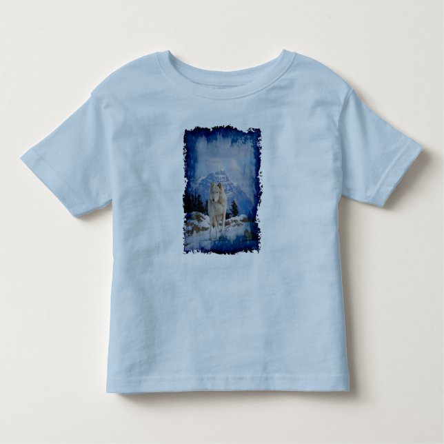 Camiseta Infantil Cinza Wolf & Rocky Mounains Willife Art T-Shirt (Frente)
