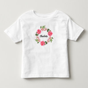 Camiseta Infantil Círculo de Fusca das Flores Rosa de Aquarela
