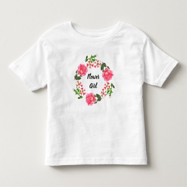 Camiseta Infantil Círculo de Fusca das Flores Rosa de Aquarela (Frente)