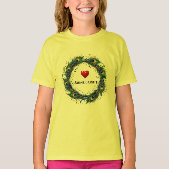 Camiseta Infantil Círculo de Pena de Pavão Brilhan (Frente)