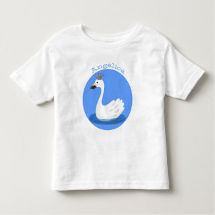 Camiseta Infantil Cisne branco bonito com desenho animado
