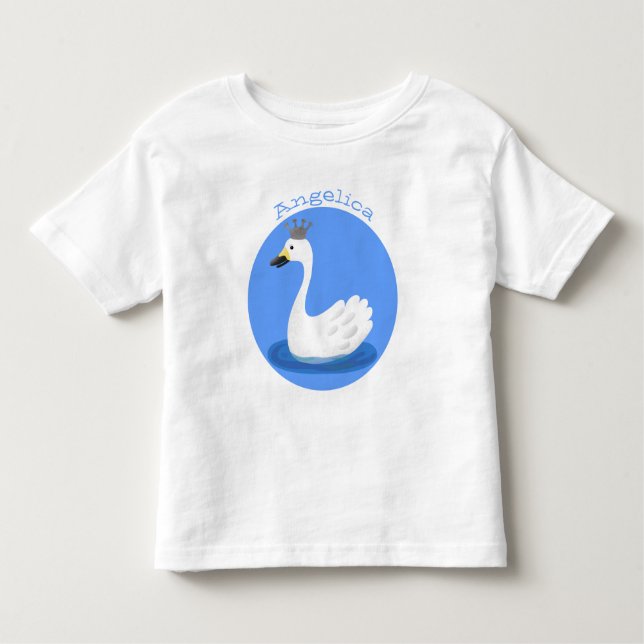 Camiseta Infantil Cisne branco bonito com desenho animado (Frente)