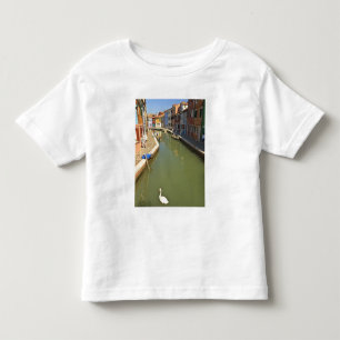 Camiseta Infantil Cisnes no canal, Ilha de Burano, Veneza, Itália