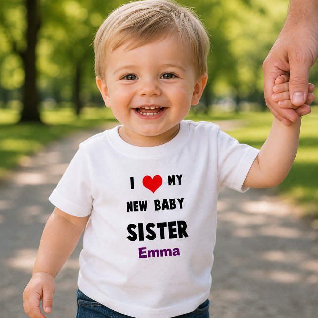 Camiseta Infantil Clássico Eu Amo Minha Nova Irmãzinha (i Love My New Baby Sister Toddler T-shirt)